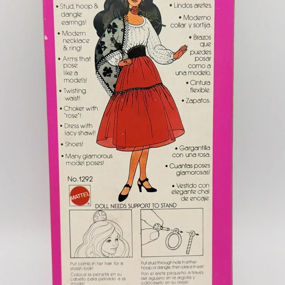 Vintage 1979 Hispanic Barbie Fashion Doll Mattel No 1292 12in In Box Taiwan